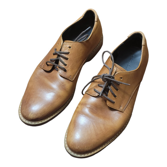 14th & Union Oxford Shoes Men 9.5 Light Brown Dress Shoe Workwear Minimalist - Picture 2 of 9